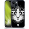 Head Case Designs Tabby Kat Groot gezicht geïllustreerd 2 Hard Back Case Hoesje compatibel met Apple iPhone 15