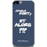 Modelabs Beschermhoesje voor iPhone 4/4S, met opschrift J'parle Fort et alors?, blauw