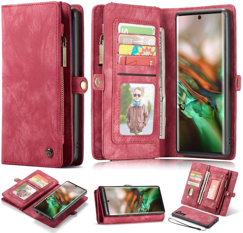 Caseme Vintage 2 in 1 portemonnee hoes Rood voor de Samsung Galaxy Note 10