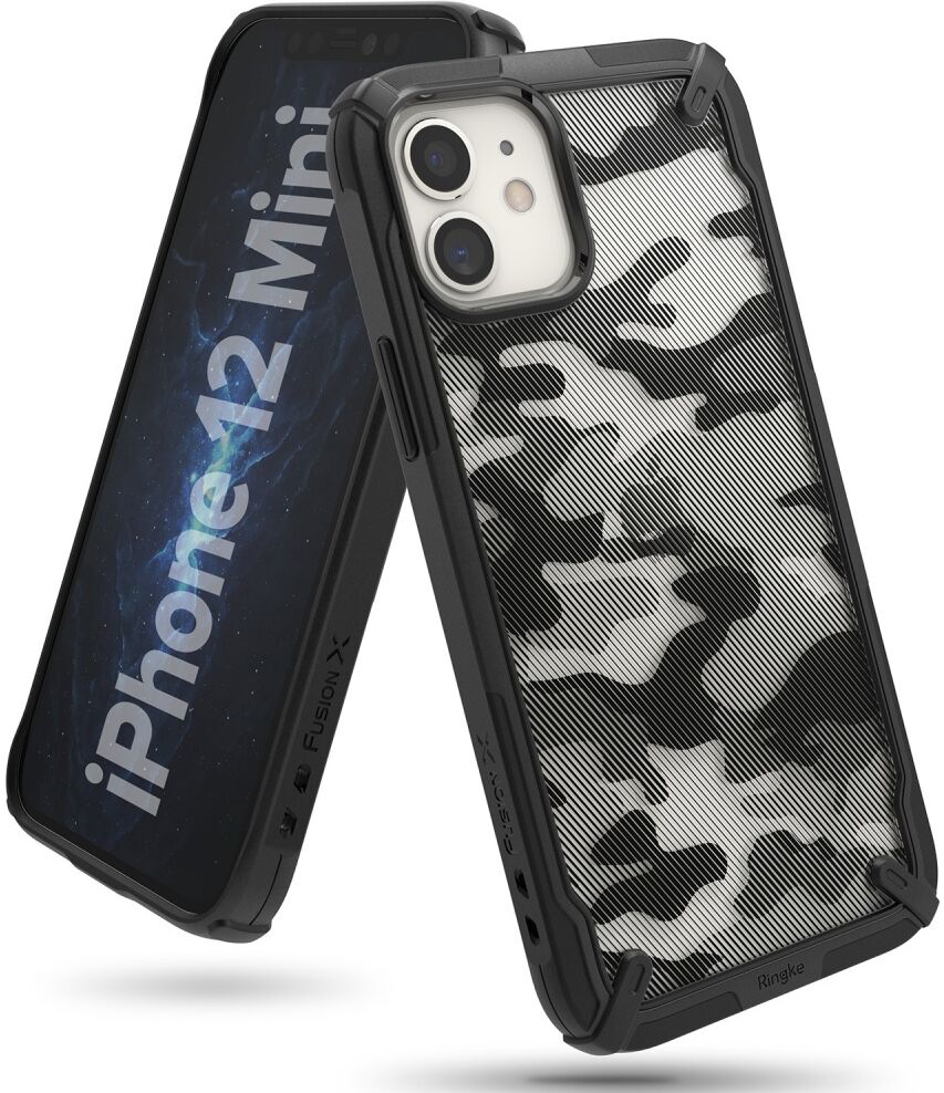 Ringke Fusion X Guard backcover hoes Camo Zwart voor de iPhone 12 Mini