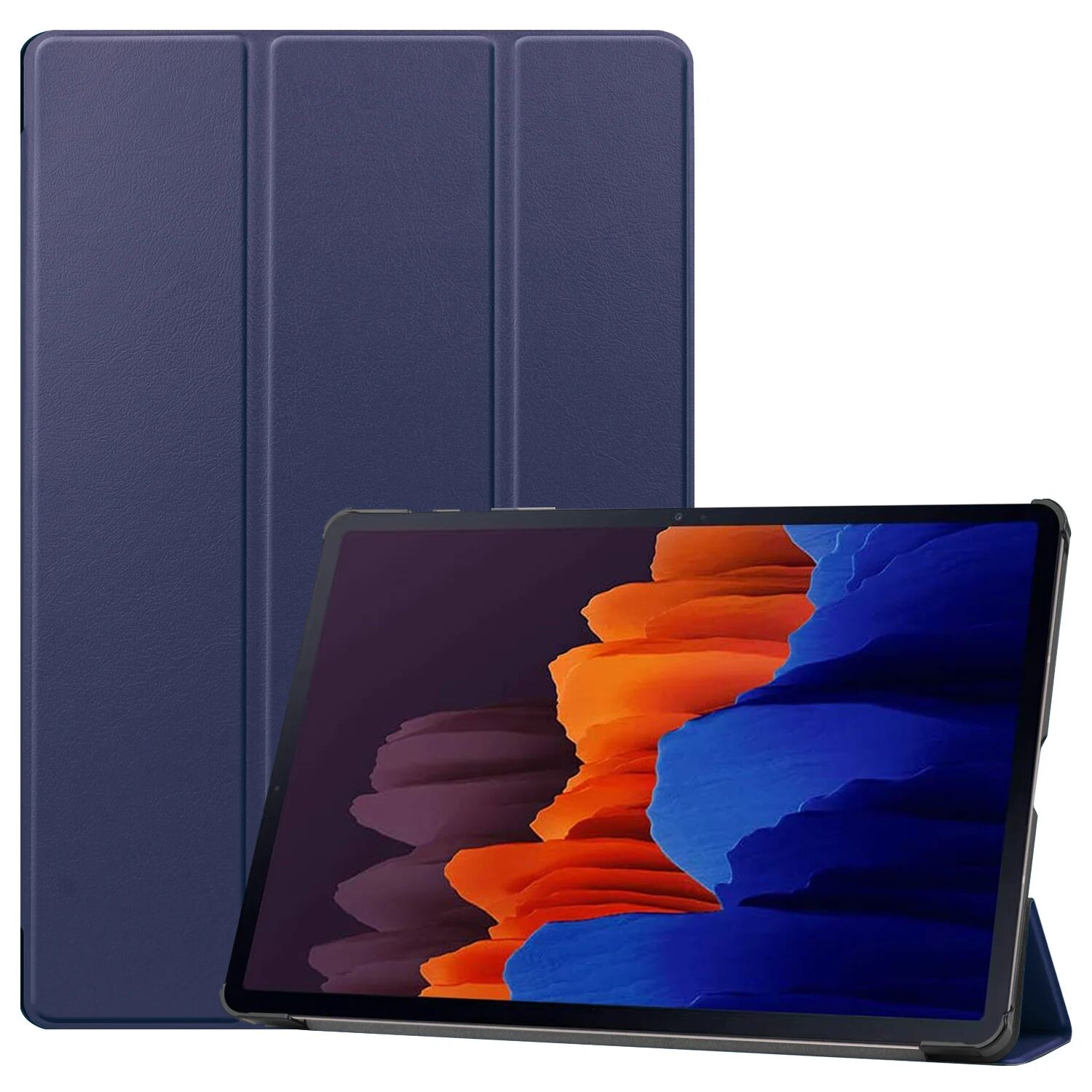 Lunso 3-Vouw sleepcover hoes Blauw voor de Samsung Galaxy Tab S7 Plus
