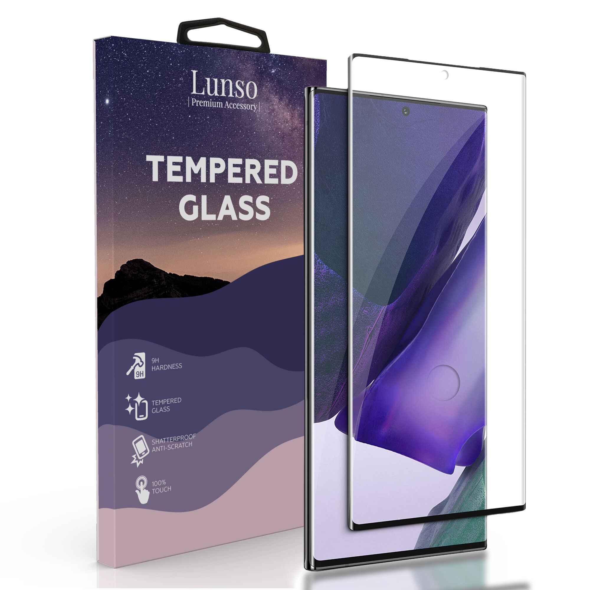 Lunso Gehard beschermglas met Zwarte Rand (Tempered Glass) voor de Samsung Galaxy Note 20 Ultra