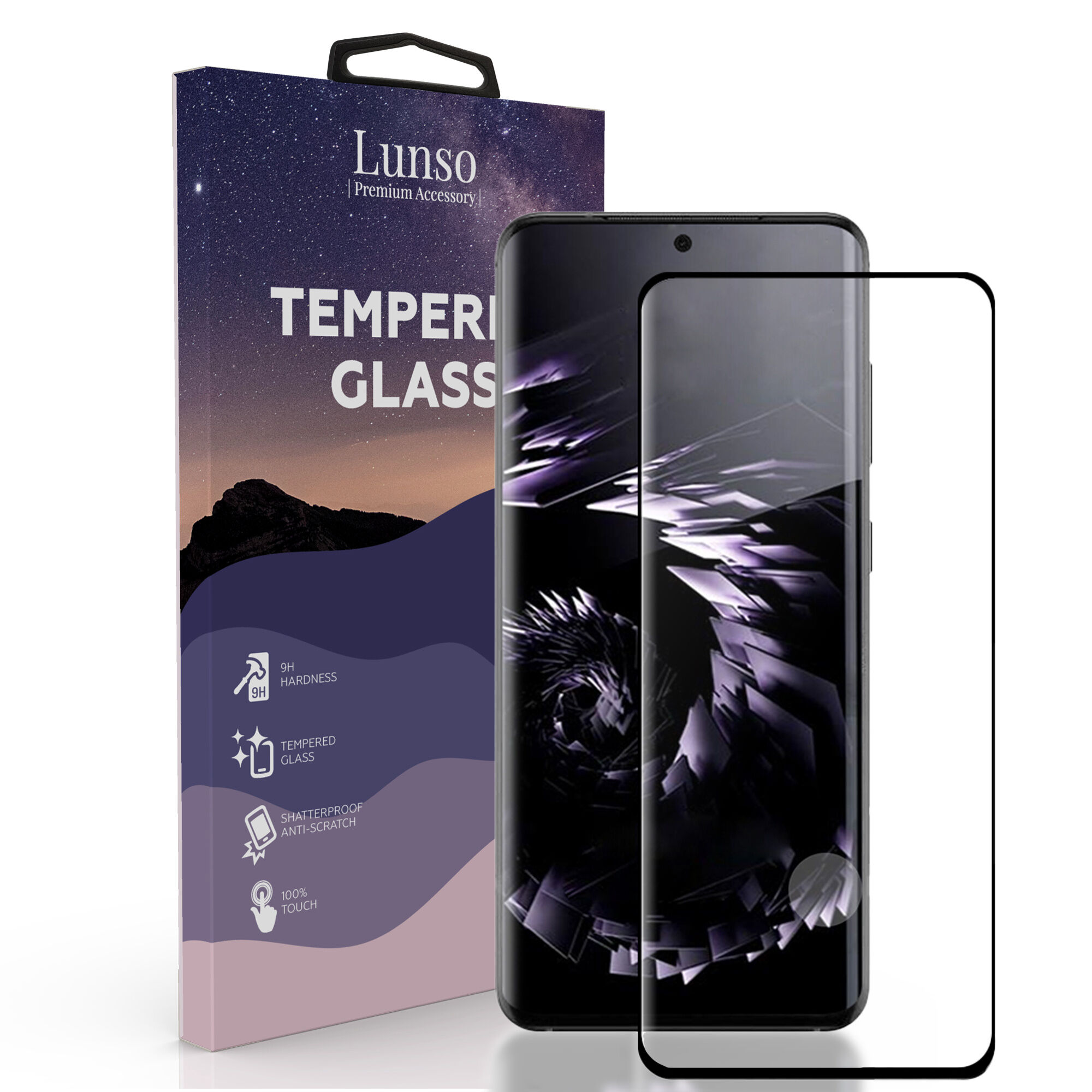 Lunso Gehard beschermglas met Zwarte Rand (Tempered Glass) voor de Samsung Galaxy S21 Ultra