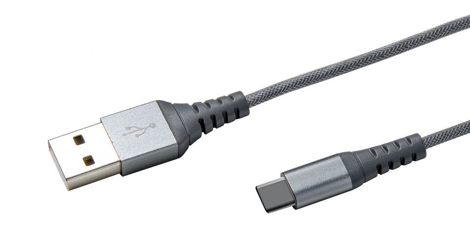 Celly oplaadkabel USB C 100 cm nylon zilver - Zilver