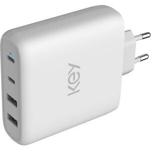 Key Power Delivery 100w Vegglader Med 2 X Usb-C & 2 X Usb-A - Hvit