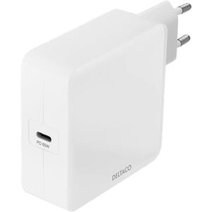 Deltaco Usb-C Pd Wall Charger, 65 W, White