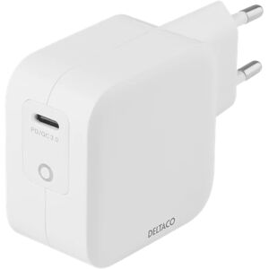 Deltaco Usb-C Wall Charger 60 W With Pd And Gan Technology, White