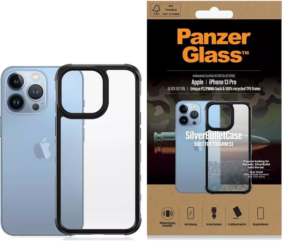 PanzerGlass iPhone 13 Pro PanzerGlass SilverBullet Antibakteriel Deksel- Gjennomsiktig