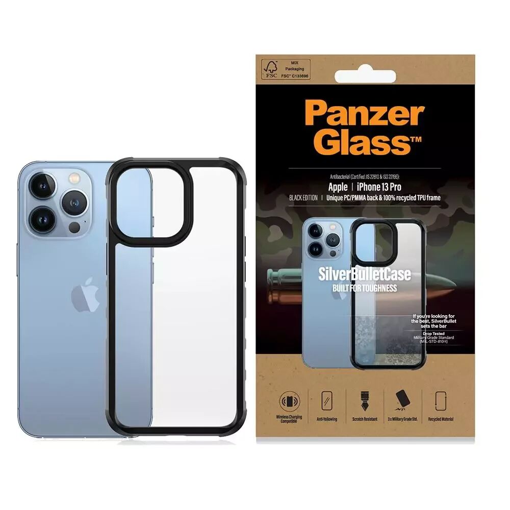 PanzerGlass iPhone 13 Pro PanzerGlass SilverBullet Antibakteriel Deksel- Svart
