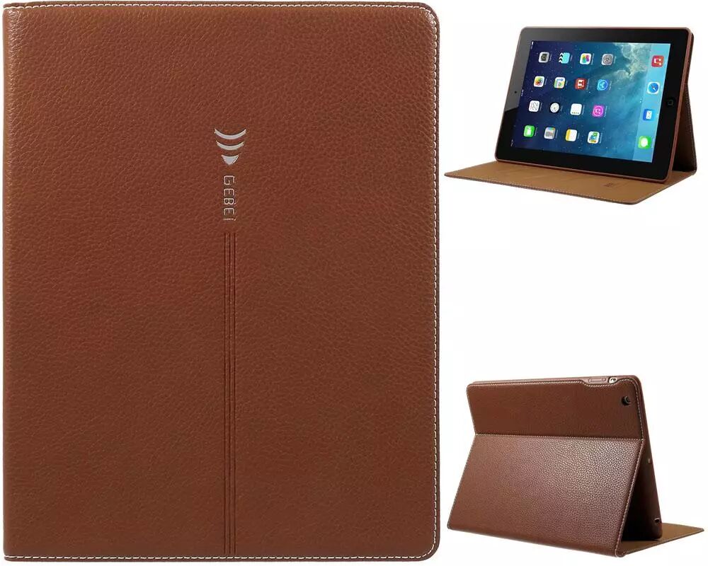 GEBEI iPad 2 / iPad 3 / iPad 4 Retina Deksel - GEBEI Silkworm Series Eksklusivt Skinndeksel med Stativfunksjon - Brun