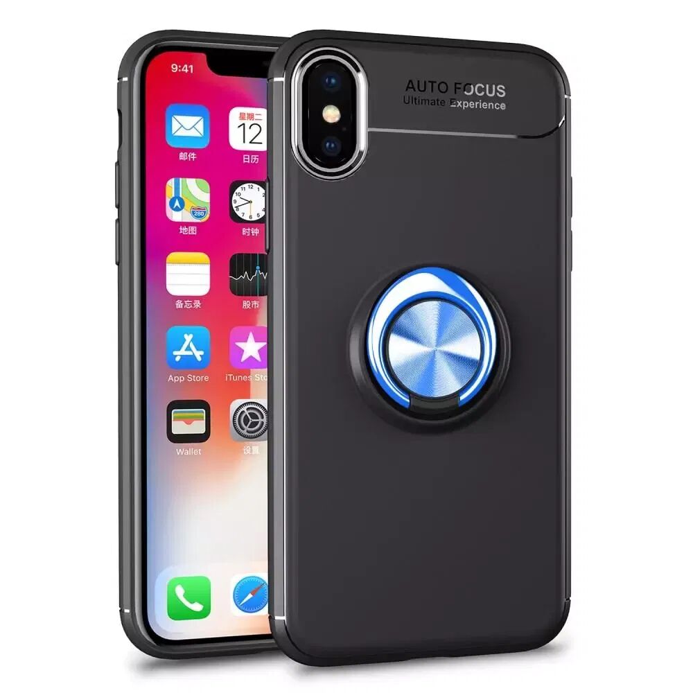 INCOVER iPhone Xs / X Magnetisk Stativfunksjon Svart M. Blå Ring