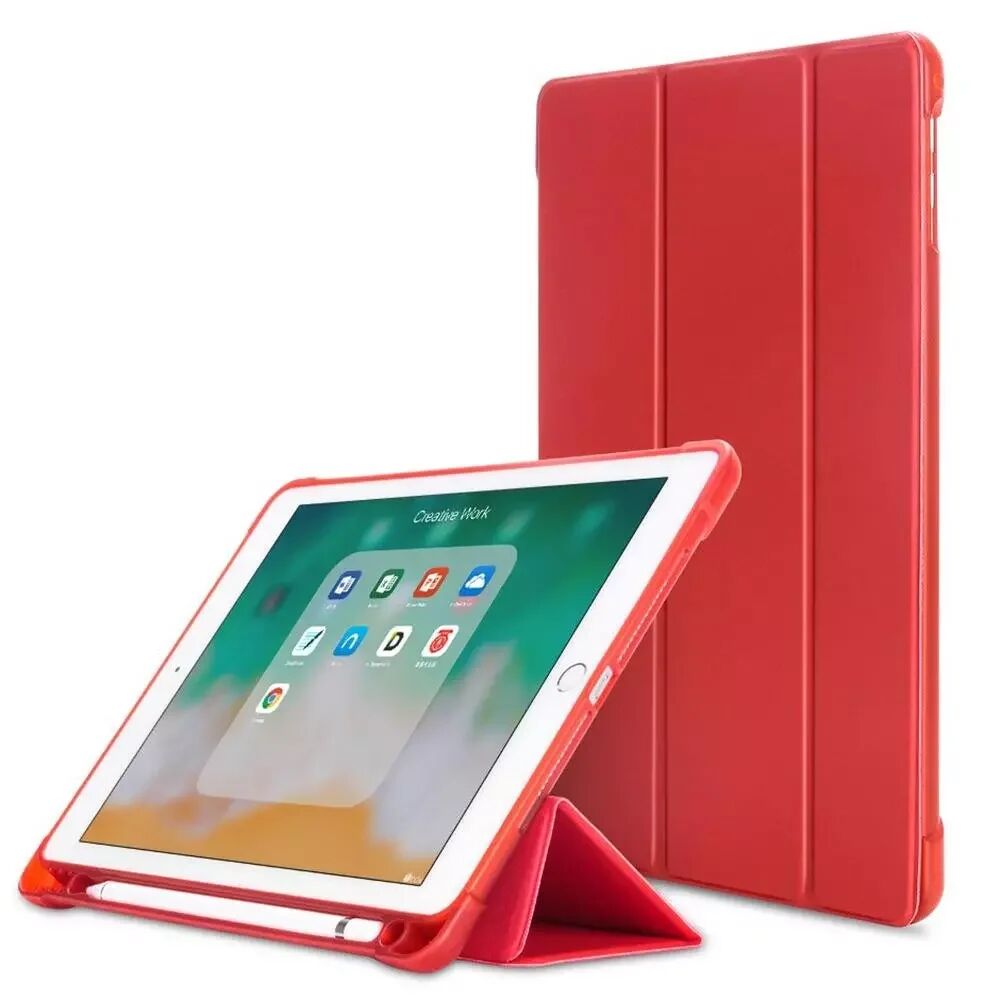 INCOVER iPad 9.7 (2018-2017) / iPad Air / iPad Air 2 Tri-Fold Flip Deksel m. Fleksibel Bakside - Rød