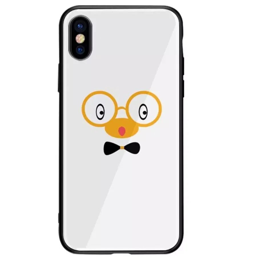 NXE iPhone XS Max NXE Cute Animal Series Deksel med Glassbakside - Hvit