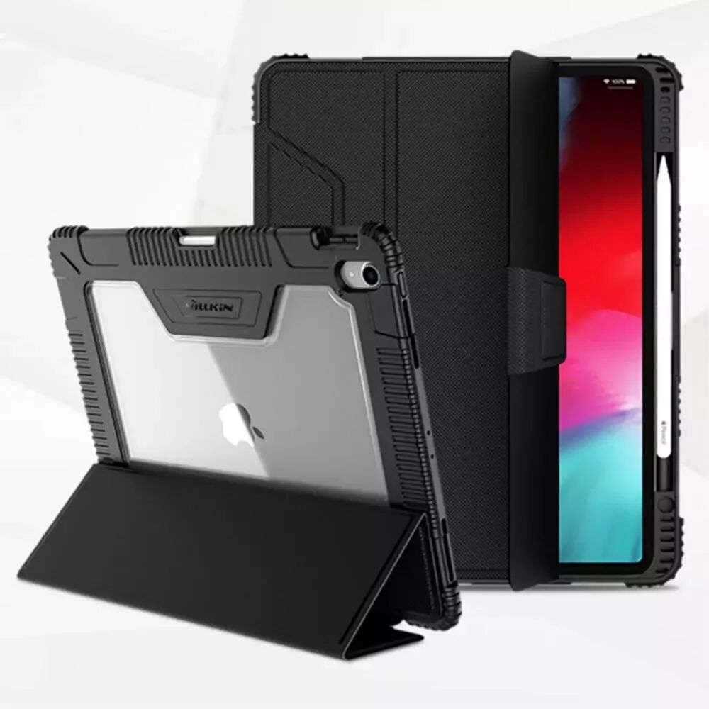 Nillkin iPad Pro 12.9" (2018) Nillkin Skinn Bumper Deksel m. Fleksibel Skjermbeskytter - Svart