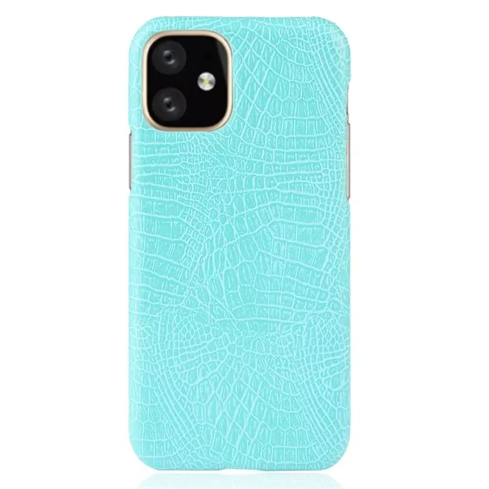 INCOVER iPhone 11 Skinn Belagt Deksel m. Cyan Krokodilstruktur