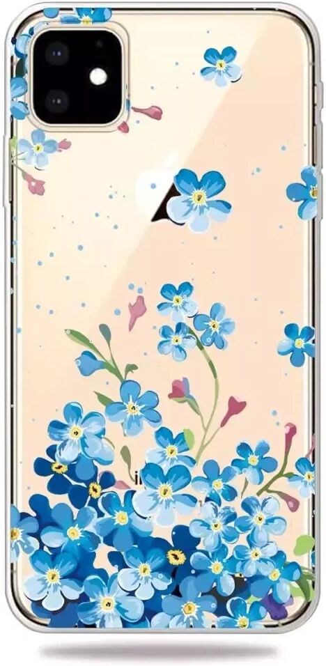 INCOVER iPhone 11 Gjennomsiktig Fleksibel Plast Deksel - Blå Blomster Trykk