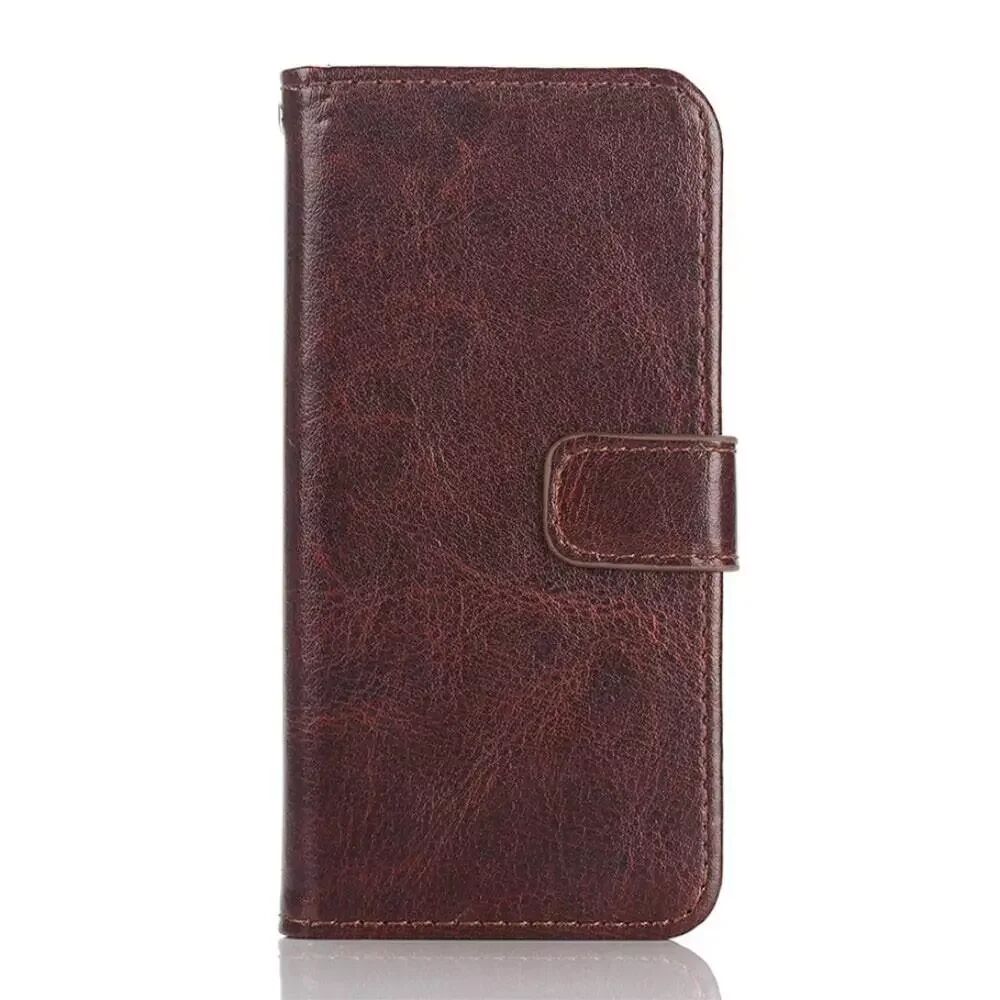 INCOVER iPhone SE / 5 / 5s Wallet Skinn Etui med Lommebok Mørkebrun