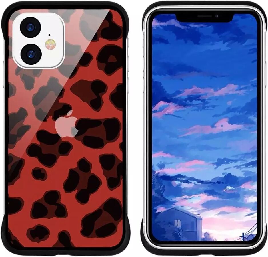 NXE iPhone 11 NXE Deksel Leopard Tekstur Gjennomsiktigt / Rød