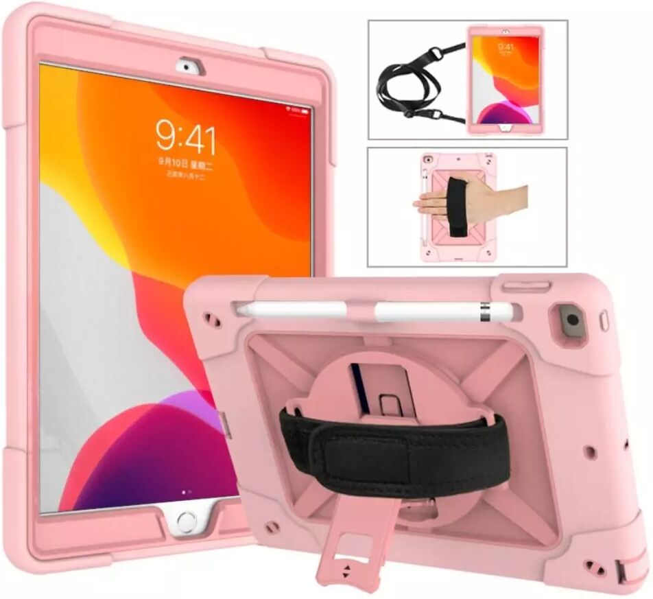 INCOVER iPad 10.2" (2021 / 2020 / 2019) Håndverker Deksel m. Grep & Skulderstropp - Pink