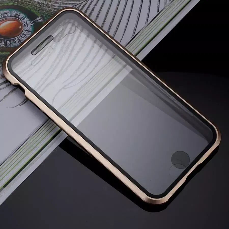 INCOVER iPhone SE (2020)/8/7 360⁰ Magnetisk Deksel m. Glass Front & Bak - Gull / Svart
