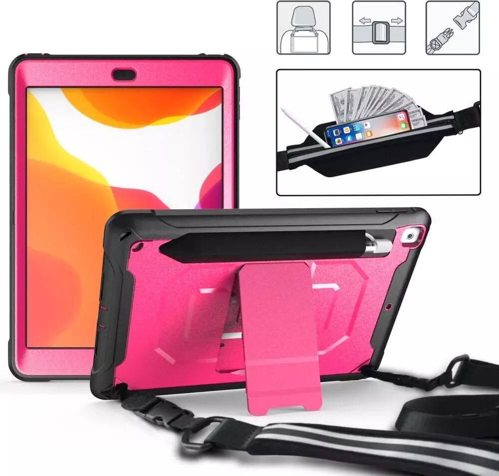 INCOVER iPad 10.2" (2021 / 2020 / 2019) Armor Deksel med Stativ - Svart / Rosa