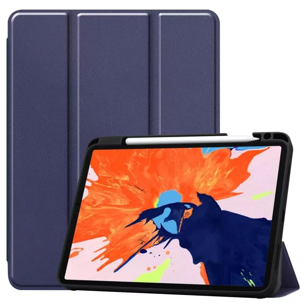 INCOVER iPad Pro 12.9" (2020 / 2018) Tri-Fold Skinndeksel med Apple Pencil Holder Blå