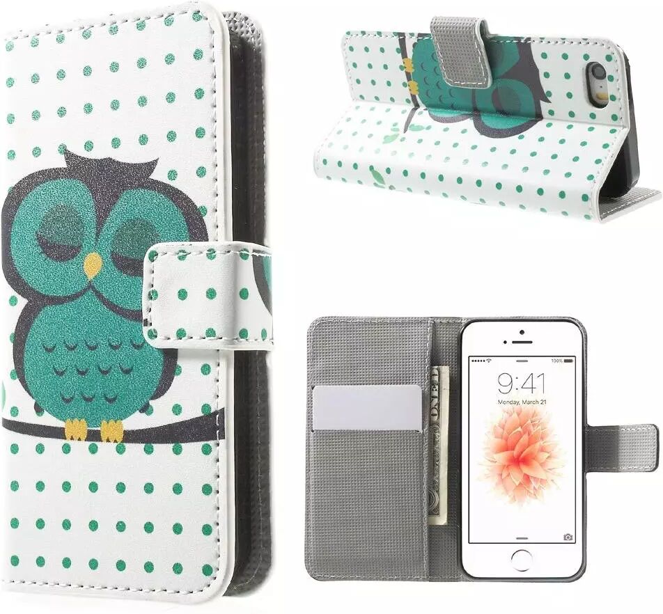 INCOVER iPhone SE / 5 / 5s Deksel med Lommebok Sleepy Ugle Wallet