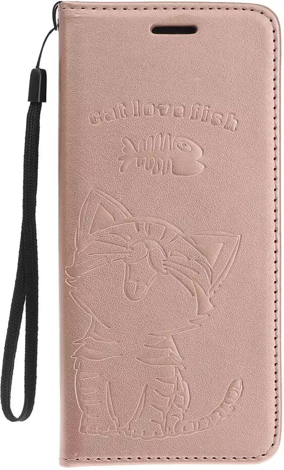 INCOVER iPhone 12 Mini PU Skinndeksel m. Lommebok - Katt & Fisk - Rose Gold