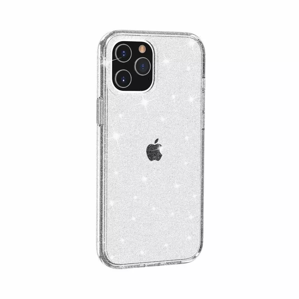 INCOVER iPhone 12 Pro Max Deksel med Glimmer - Gjennomsiktig / Sølv
