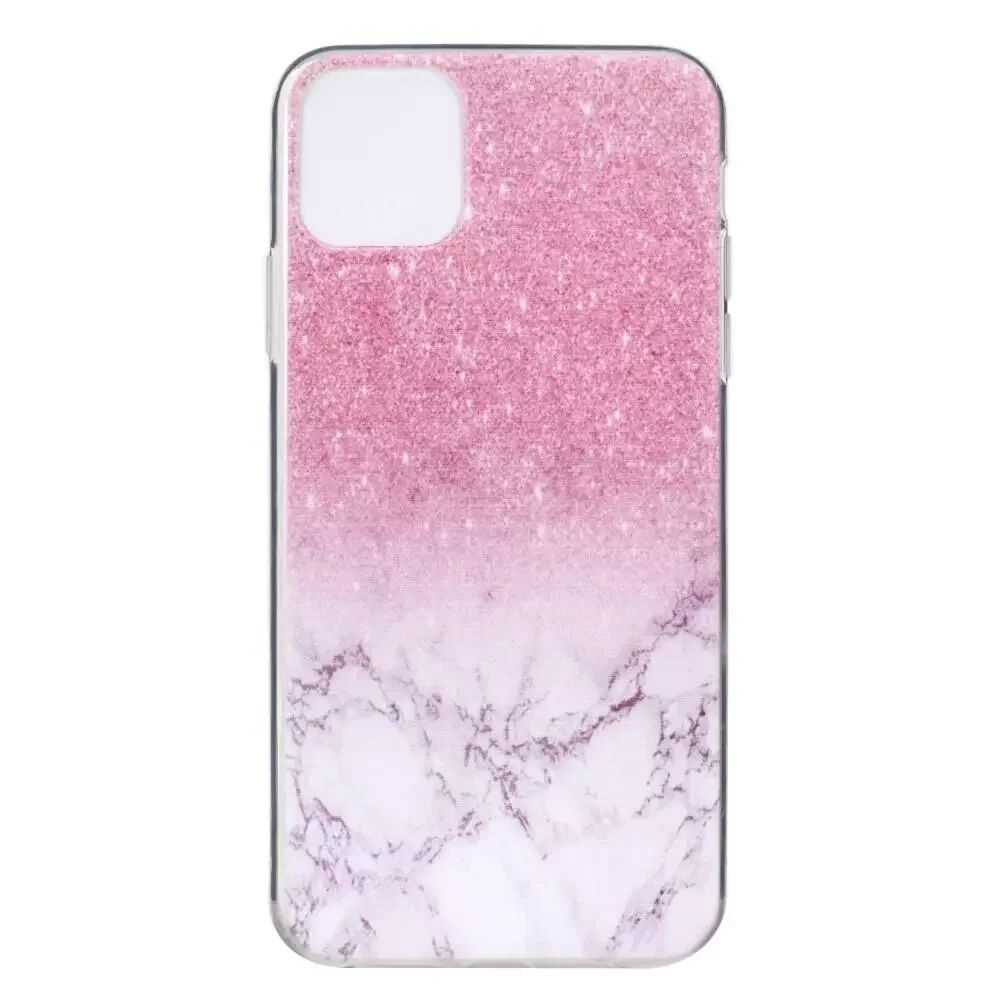 INCOVER iPhone 12 Pro Max Fleksibelt Plastdeksel - Pink Marmor