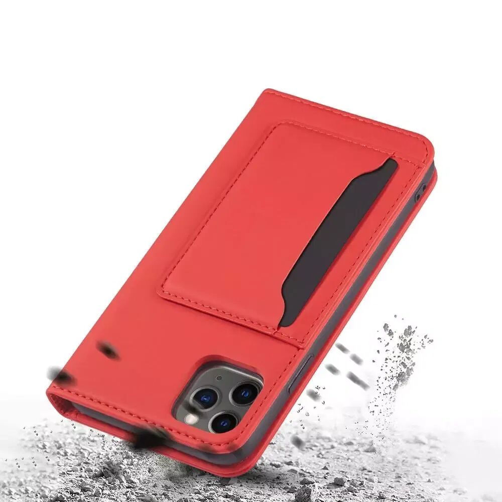 INCOVER iPhone 12 / 12 Pro Skinn Deksel m. Lommebok og Kickstand - Rød