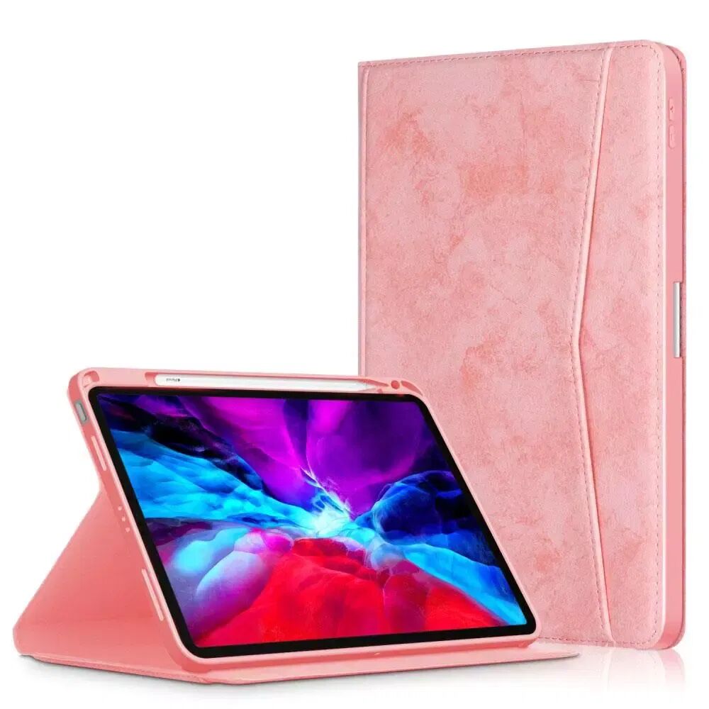 INCOVER iPad Air (2020) Rustikt Skinndeksel med Apple Pencil Holder og Lomme - Pink