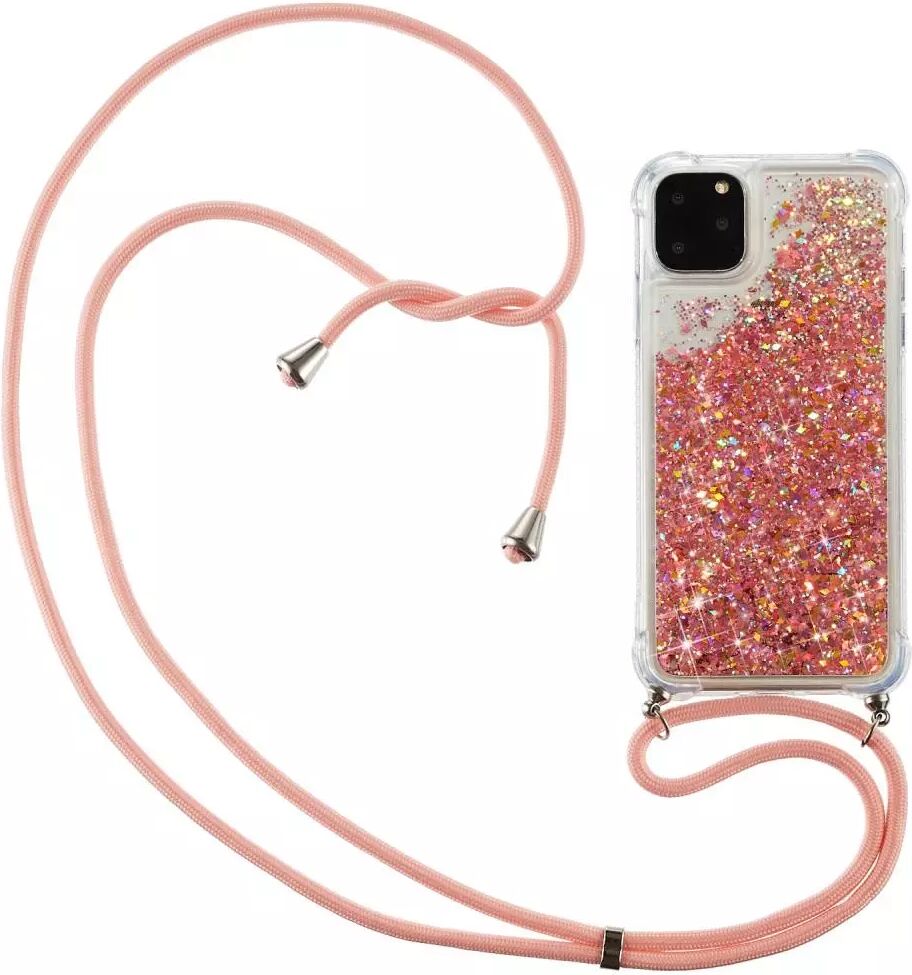 INCOVER iPhone 12 Pro Max Fleksibelt Plastikk Deksel m. Snor / Stropp - Lyserosa Glitter