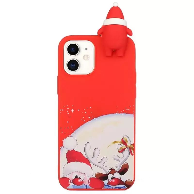 INCOVER iPhone 12 Mini Fleksibelt TPU-plast Juledeksel - Julenissen & Rudolf