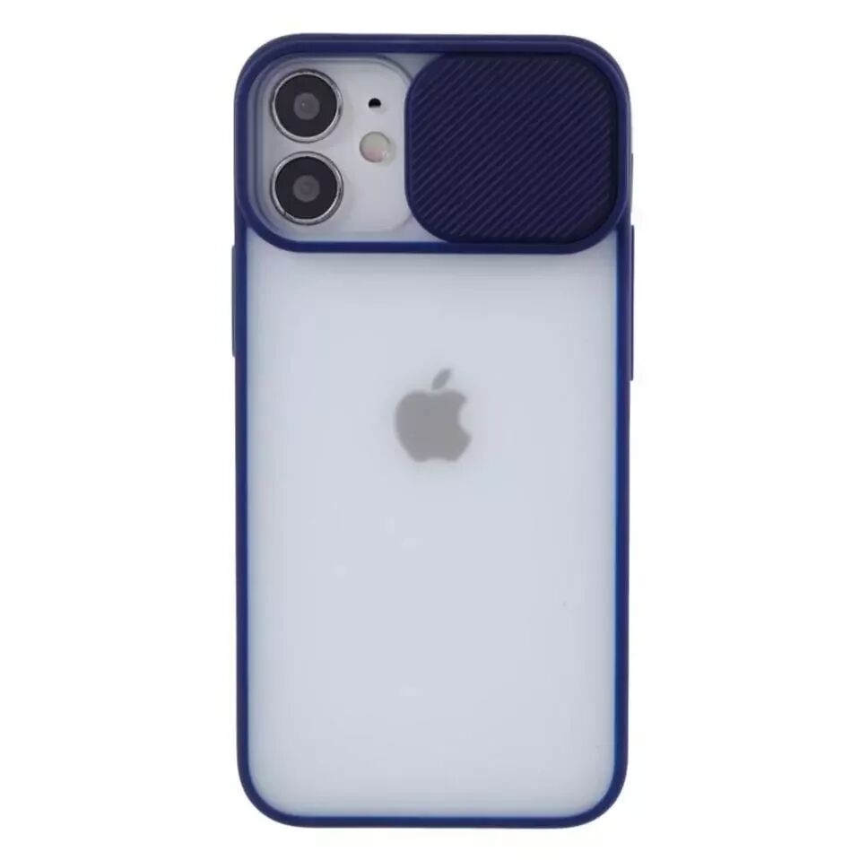 INCOVER iPhone 12 / 12 Pro Frosted Plastikkdeksel m. Camslider - Blå