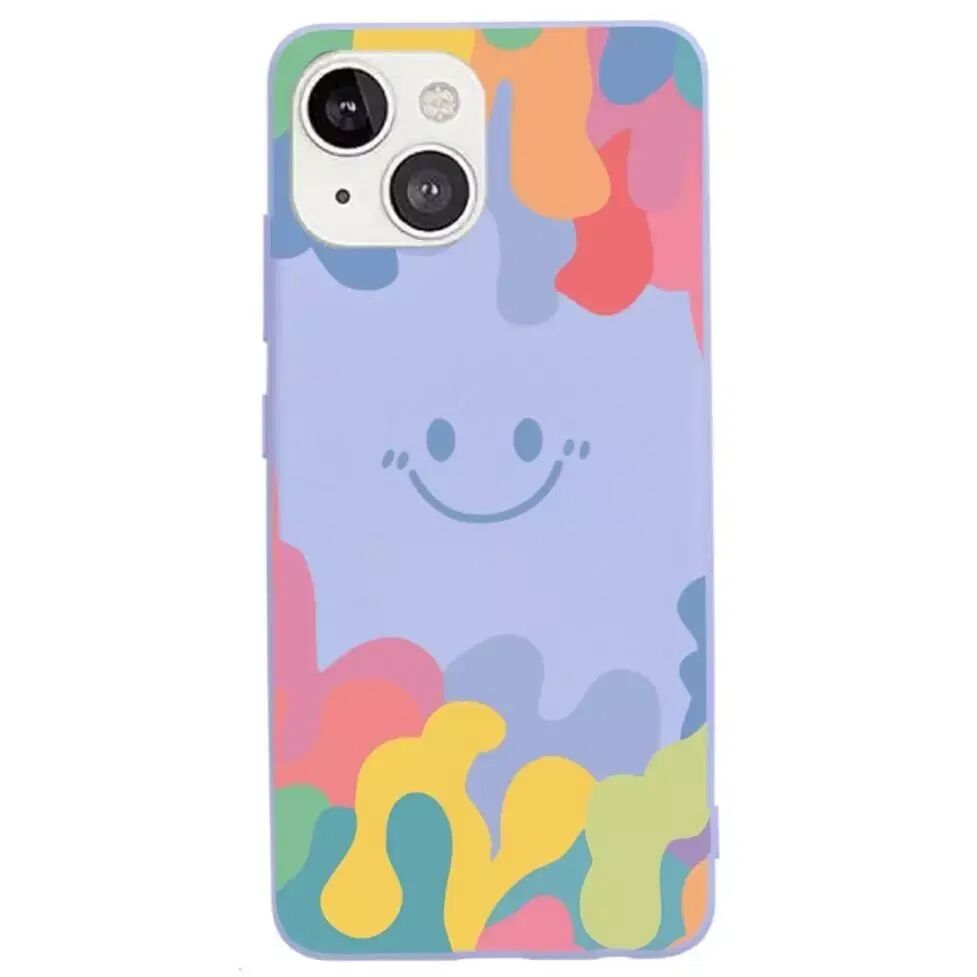 INCOVER iPhone 13 Fleksibelt Silikon Deksel - Fargerik Smiley - Lilla