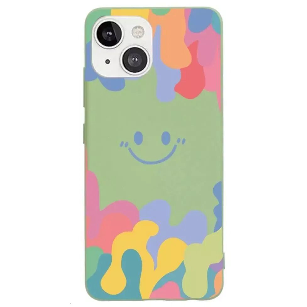 INCOVER iPhone 13 Fleksibelt Silikon Deksel - Fargerik Smiley - Grønn