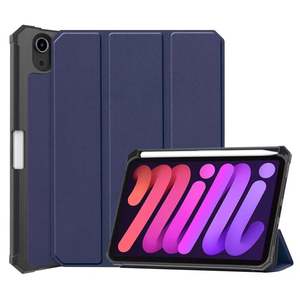 INCOVER iPad Mini (2021) - Kunst Skinn Flip Deksel m. Styluspen Holder & Stativfunksjon - Blå
