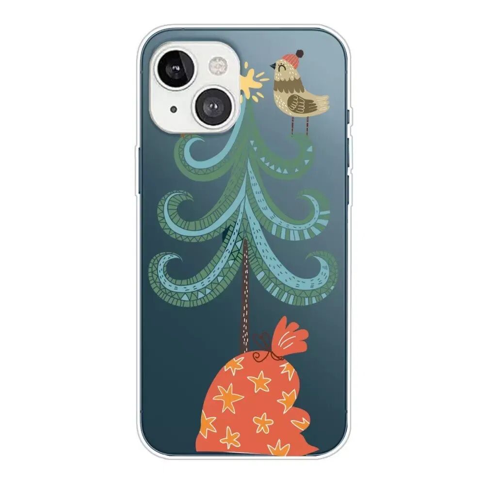INCOVER iPhone 13 Plast Juledeksel - Gjennomsiktig - Juletre med Gavepose