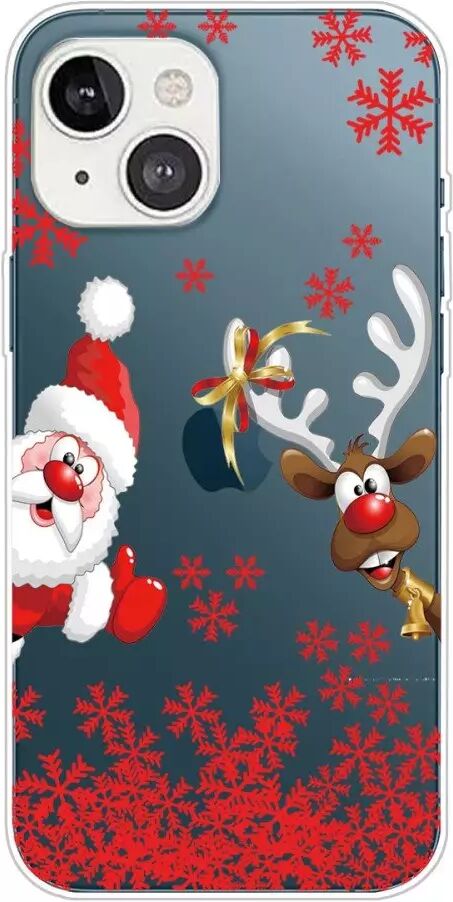 INCOVER iPhone 13 Mini TPU Plast Juledeksel - Merry Christmas - Julenissen og Rudolf