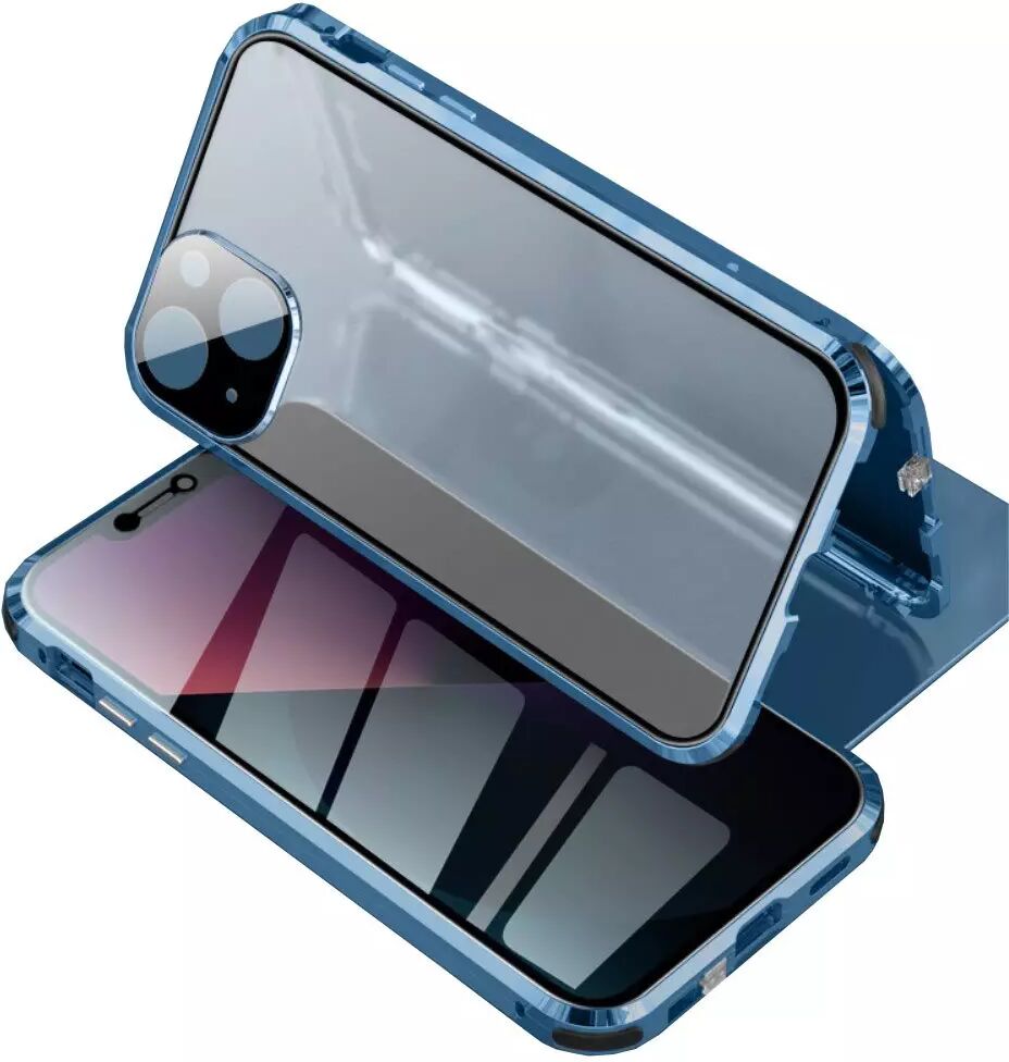 INCOVER iPhone 13 Magnetisk Privacy Glass Deksel - Bak Og Front - Blå