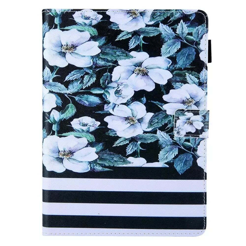 INCOVER iPad Mini (2021) - Skinndeksel med Lommebok og Trykk - Hvite Blomster