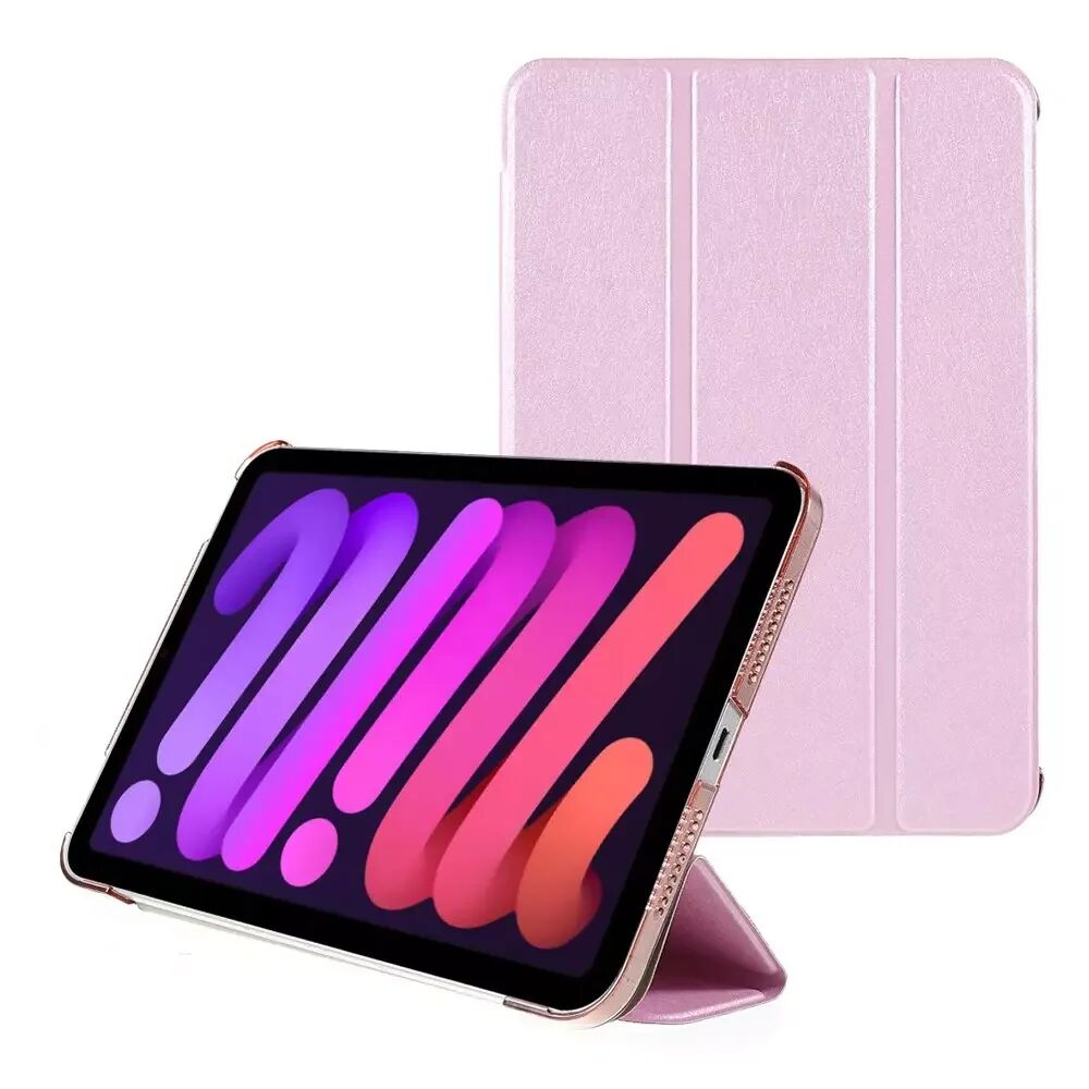 INCOVER iPad Mini (2021) Silke Tri-Fold Kunstskinn Deksel - Rosa