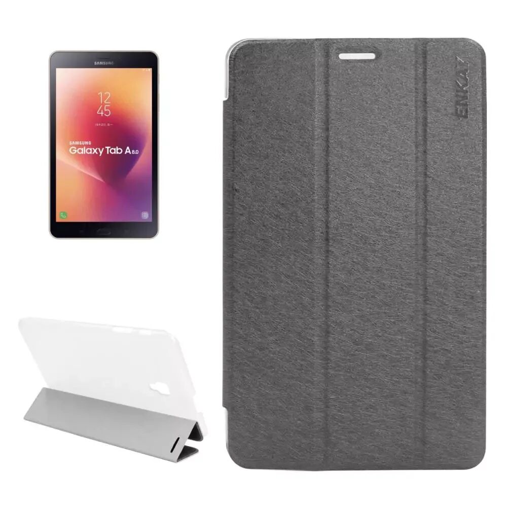 ENKAY Samsung Galaxy Tab A 8.0 (2017) - ENKAY Tri-fold Protective Case GråSvart