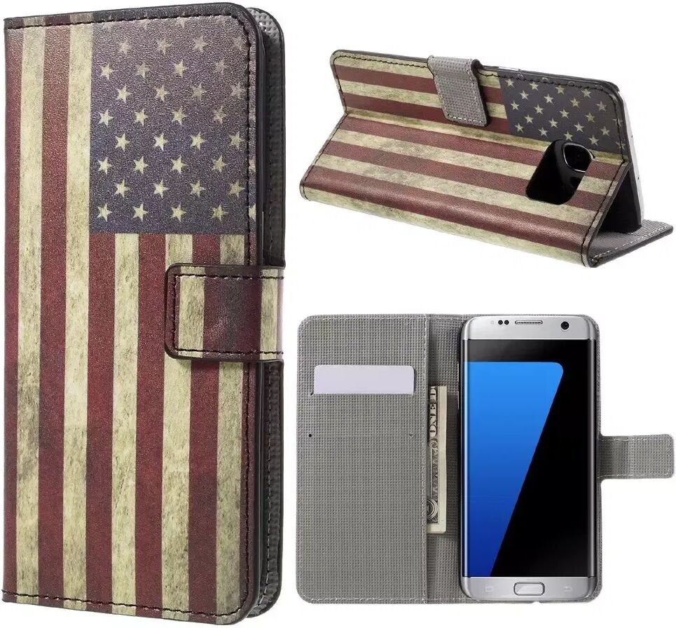 INCOVER Samsung Galaxy S7 Edge PU Skinn Flipdeksel m. Kortholder - US Flag