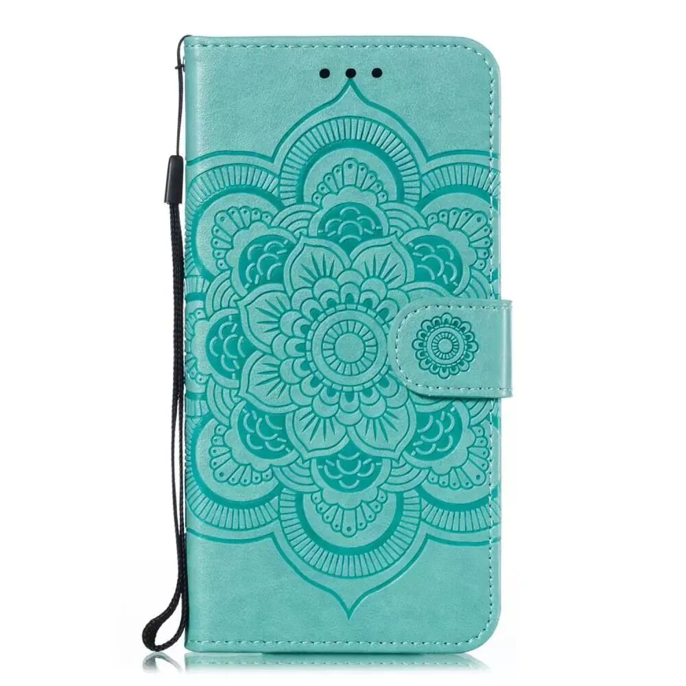 INCOVER Samsung Galaxy A20e Skinndeksel med Lommebok Mandala Mønster Cyan blå