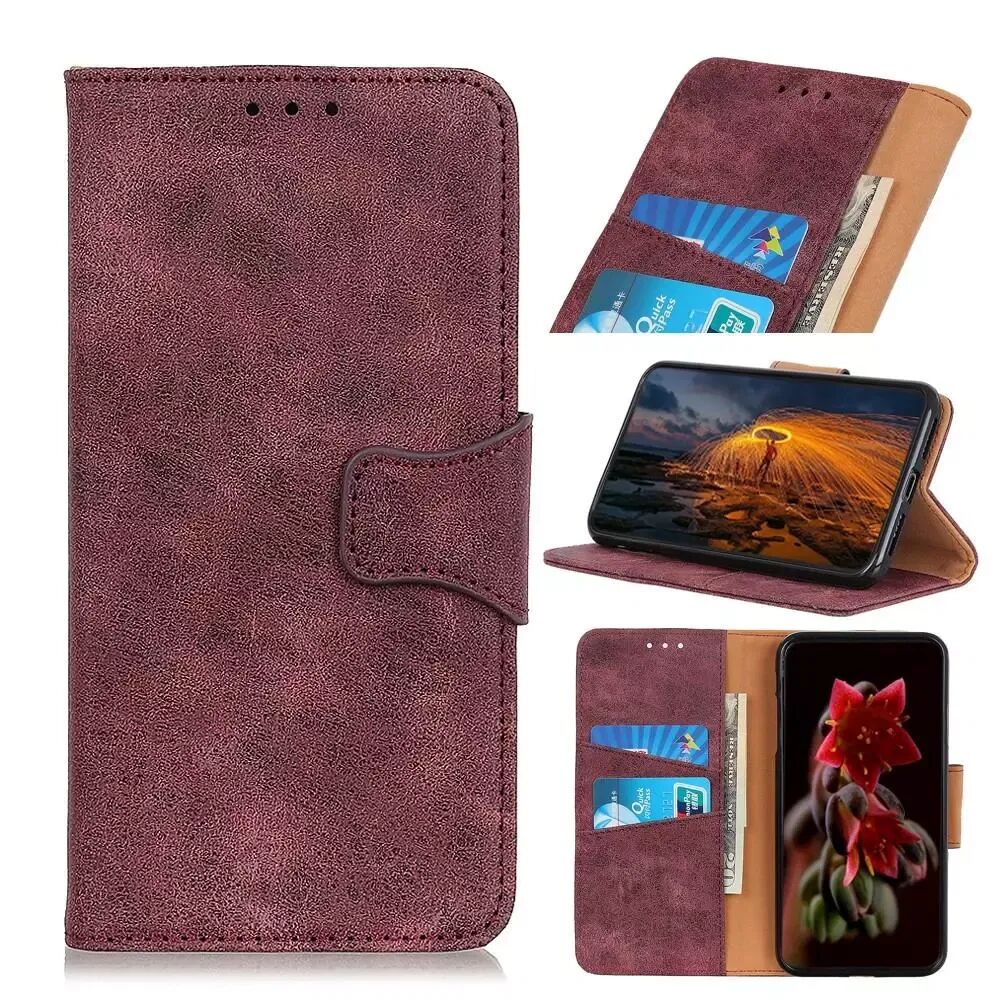 INCOVER Samsung Galaxy A80 Retro Skinn Flip Deksel m. Kortholder & Stand - Rød