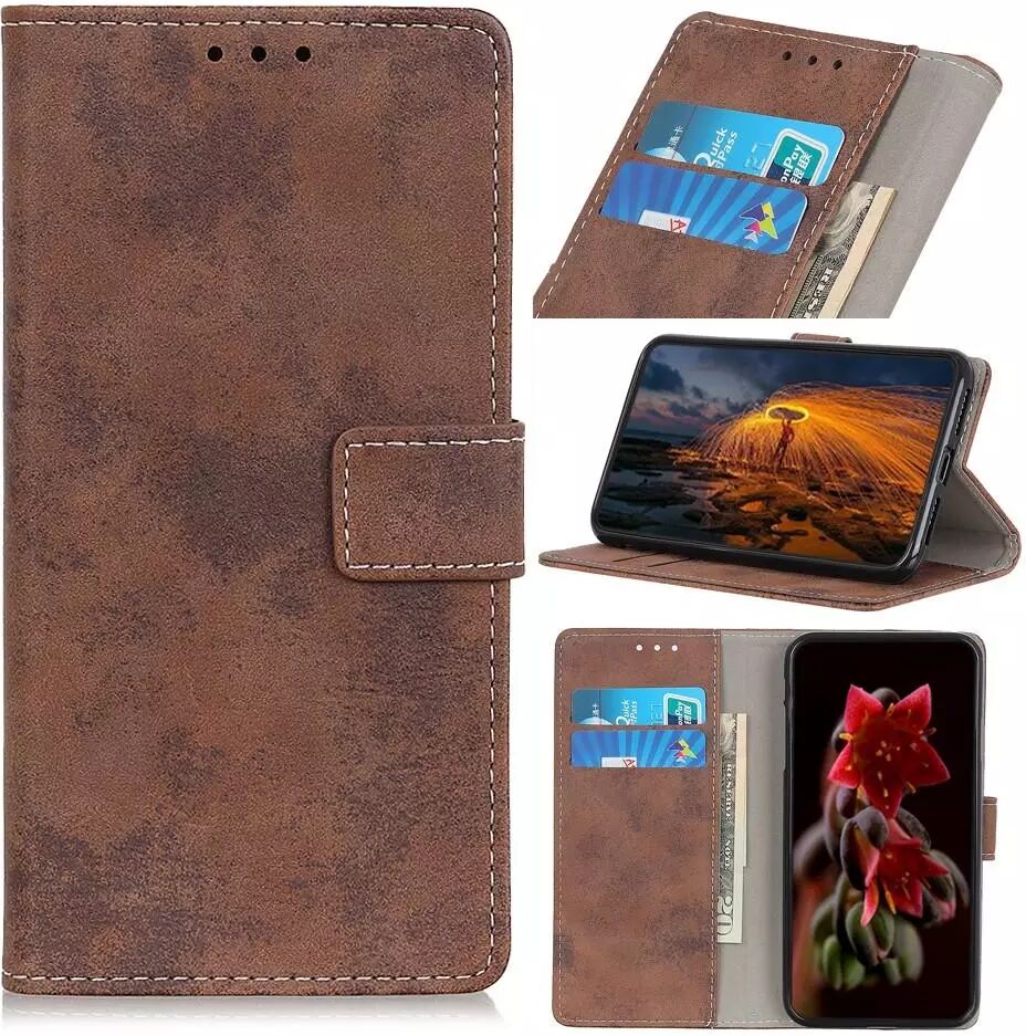 INCOVER Samsung Galaxy Note 10 Vintage Skinn Deksel m. Kortholder & Stativ - Brun