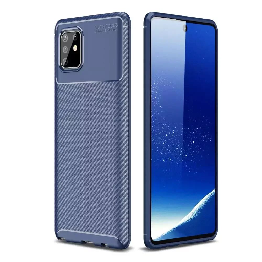 INCOVER Samsung Galaxy Note 10 Lite Karbon Fiber Plast Deksel - Blå
