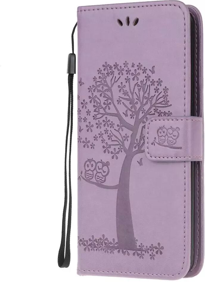 INCOVER Samsung Galaxy Note 10 Lite Skinn Deksel m. Lommebok - Ugler i Tre Imprint - Lilla